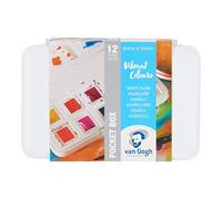 Vangogh Set de peinture aquarelle boîte de poche en plastique, 12 demi-pans Sélection de couleurs vibrantes