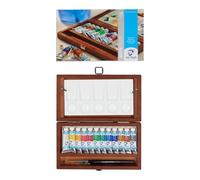 Vangogh Set de peinture aquarelle boîte en bois, 12 tubes + 3 accessoires
