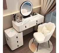 Vani Set de maquillage moderne avec tabouret miroir et 2 ports pour chambre à coucher Blanc 80 cm/31 - Design fonctionnel