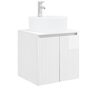 Vanité de lavabo mural Blanc brillant 49,5 x 44,5 x 65 cm