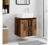 vidaXL Vanité de lavabo Mural Blanc Brillant 49,5 x 41 x 63 cm, Vasque Murale Moderne, Solution Compact, Rangement astucieux, Bois Design, déco Minimaliste