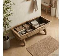 Vanitopaz Banc de rangement en bois massif et tissu avec rembourrage 103 x 51 x 44 cm, banc avec espace de rangement et couvercle pour couloir, chambre à coucher, salon, coffre peu encombrant avec