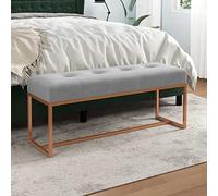 Vanitopaz Banc en velours gris 110 x 36 x 45 cm avec rembourrage, espace de rangement et couvercle, coffre polyvalent pour couloir, couloir, chambre à coucher, salon, idéal comme siège et solution de