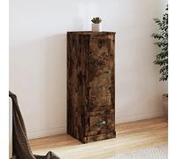 Vanitopaz Buffet haut en bois de chêne fumé - 36 x 35,5 x 103,5 cm - Avec beaucoup d'espace de rangement - Pour salon, salle à manger, bureau, moderne, étroit, vintage, rustique
