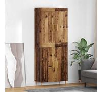 Vanitopaz Buffet haut en bois vieilli, 69,5 x 34 x 180 cm, avec portes, moderne, fin, vintage, rustique, pour salon, salle à manger, espace de rangement