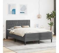 Vanitopaz Cadre de lit avec matelas gris foncé 160 x 200 cm velours avec sommier à lattes, tête de lit en contreplaqué avec espace de rangement pour lit double chambre confort
