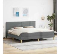Vanitopaz Cadre de lit gris foncé 180 x 200 cm polyester avec tête de lit, cadre en contreplaqué, sommier à lattes et matelas, super king size pour chambre à coucher, maintien confortable