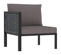 Vanitopaz Canapé d'angle avec accoudoir droit en polyrotin anthracite, canapé d'extérieur résistant aux intempéries avec coussin, modulable, extensible, convient pour balcon, terrasse, canapé de