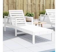 Vanitopaz Chaise longue blanche en pin massif - 199,5 x 62 x 55 cm - Dossier réglable - Pour terrasse, balcon, extérieur - Avec design à lattes et position assise ergonomique