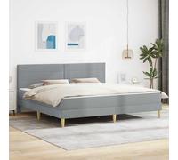 Vanitopaz Ensemble de cadres de lit gris clair 200 x 200 cm en polyester avec cadre en contreplaqué, sommier à lattes, 1 matelas de 20 cm, pour lit impérial, intérieur, pour un double confort de