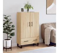 Vanitopaz Highboard Highboard en chêne Sonoma avec pieds en métal 69,5 x 31 x 115 cm Buffet moderne avec beaucoup d'espace de rangement pour salon, salle à manger, chambre à coucher, couloir et bureau