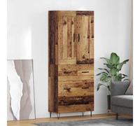 Vanitopaz Highboard Meuble haut en bois vieilli 69,5 x 34 x 180 cm avec tiroir et portes, buffet moderne pour salon, salle à manger, couloir, espace de rangement étroit avec étagère et étagère