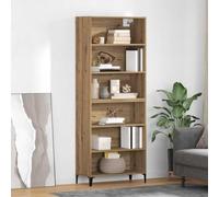 Vanitopaz Highboard Meuble haut en chêne Artisan 69,5 x 34 x 180 cm avec étagères réglables et pieds en fer robustes, buffet moderne pour salon, salle à manger, espace de rangement et ordre