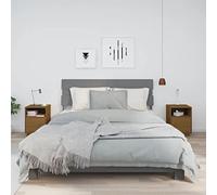 Vanitopaz Lot de 2 tables de chevet en pin massif marron miel 40 x 34 x 55 cm avec espace de rangement et porte pour chambre à coucher, salon, montage mural flexible, organiseur de table d'appoint