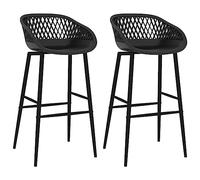 Vanitopaz Lot de 2 tabourets de bar noirs avec réglage de la hauteur et fonction rotative pour cuisine, comptoir, bistro, salon et décoration vintage moderne, charge jusqu'à 110 kg, avec dossier et