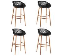 Vanitopaz Lot de 4 tabourets de bar noirs avec hauteur réglable, pivotants et dossier pour cuisine, comptoir, bistro, salon, moderne, vintage, design en bois et métal robuste, assise confortable
