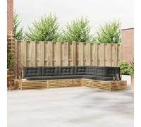 Vanitopaz Lot de 6 canapés d'extérieur en bois d'acacia massif blanc avec coussin, canapé modulaire extensible résistant aux intempéries, pour terrasse, jardin, balcon avec coussin d'assise et dossier