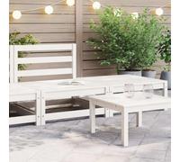 Vanitopaz Salon de jardin 2 pièces en pin massif blanc avec canapé central et tabouret, résistant aux intempéries, modulable, idéal pour terrasse, balcon et coin salon extérieur