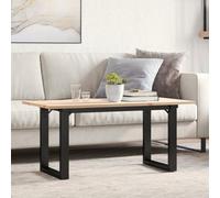 Vanitopaz Table basse en forme de O, 90 x 40 x 45 cm, bois massif de pin et acier, table en bois stable moderne avec cadre en acier revêtu par pulvérisation, peu encombrant, idéale pour le salon et la
