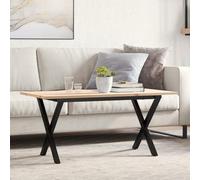 Vanitopaz Table basse en forme de X en pin massif 90 x 40 x 45 cm avec cadre en acier revêtu par pulvérisation, table en bois stable pour salon, design moderne, peu encombrante, robuste, idéale pour