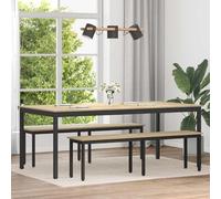 Vanitopaz Tables à manger 200 x 100 x 75 cm en bois à angle droit, cadre en métal noir, table de cuisine stable, table à manger moderne, table de salle à manger rectangulaire, meuble robuste pour la