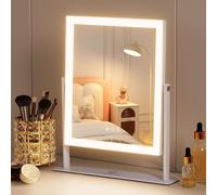 Vanity Mirror With Lights Hollywood Makeup Mirror With Illuminated Lights 360° Rotation 3 Color Lighting Modes 10x Magnification For Dressing Table 25x30cm