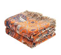 VANJOROY Couverture de canapé en 100% coton biologique grande taille orange - 150 x 200 cm, couverture de luxe douce à double face bohème pour fauteuils, canapés et couvre-lits simples.orange