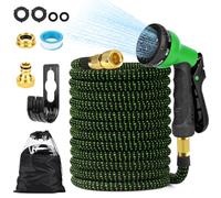 Vankarr Tuyau Arrosage Extensible 30m Raccord de Robinet 1/2 et 3/4, Tête de Pulvérisation avec 8 Fonctions, avec Sac de Rangement, Support de Tuyau pour Jardin, Camping-Car, Camping (Vert)