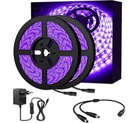 VANLUDA Ruban LED Ultraviolet 10M pour Lumière Noire, DC 12V 2835 600 LEDs, Lampe Violet, Bande Lumineux, Eclairage Ambiance UV pour Couleur Fluo Soirée DJ Helloween Noël Disco