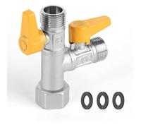 Vanne 3 Voie Raccord T Robinet wc 3 Voies Douchette G 1/2 avec 3 Rondelles en Caoutchouc pour Salle de Bain, Cuisine