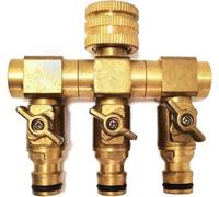 Vanne à 3 voies, distributeur d'eau, filetage en laiton 3/4", pour tuyaux d'arrosage