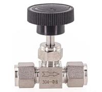 Vanne à aiguille réglable en 304 avec raccord à anneau de serrage pour tuyau OD 3/4/6/8/10/12 mm Valve d'arrêt résistant à la pression jusqu'à 6,4 MPa Joint sans soudure huile eau gaz industrie