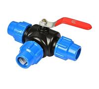 Vanne à bille à trois voies avec noyau en acier - Joint de compression en PVC, connecteur rapide for conduites d'eau, vanne d'arrêt 25/32/40/50 mm for l'horticulture et l'irrigation agricole(40mm)