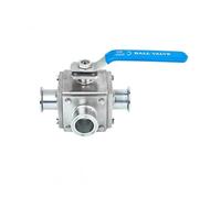 Vanne à bille carrée manuelle à trois voies en acier inoxydable 304, vanne à bille sanitaire de Type T/L, pince de débit, DN20 DN25 DN32 DN40(L Type,DN25)