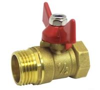 Vanne à bille en laiton 1/2" avec poignée rouge pour raccords de tuyauterie d'eau, gaz et huile DN15