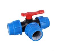 Vanne à bille en plastique à 3 voies pour tuyau en polyéthylène de 20 mm à 50 mm de diamètre extérieur sans soudure à connexion rapide contrôleur de direction de l'eau noir bleu (50 mm)