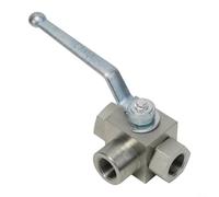 Vanne à bille hydraulique en acier au carbone à trois voies haute pression 500 bars avec joint en caoutchouc pour l'industrie pétrolière, eau, huile et gaz pour contrôle du débit des médias (G3/4)