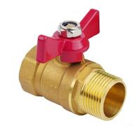 Vanne à Bille Laiton 1/2 Pouce Double Mâle Papillon pour Eau Chaude Froide Robinet d'Arrêt Plomberie pour chauffage DN15(DN20)
