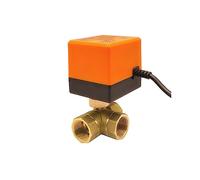 Vanne à bille motorisée 3 voies 1/2 "DN15, commande trois fils et deux points, vanne électrique en laiton 220V 12V 24V(24VDC)