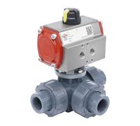 Vanne À Bille Pneumatique 3 Voies G1/2'' Perçage En T PVC Fermeture Par Ressort