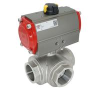 Vanne À Bille Pneumatique 3 Voies G3/8'' Perçage En L Laiton Double Effet