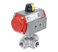 Vanne À Bille Pneumatique 3 Voies G3/8'' Perçage En T Acier Inoxydable Fermeture Par Ressort