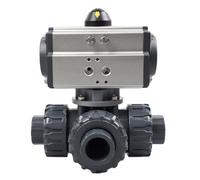 Vanne à bille pneumatique à trois voies, ID de tuyau 32mm PVC 1 "DN25, raccord Union, Type L, étanchéité en PTFE, actionneur à Double effet