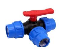 Vanne À Bille Trois Voies Plastique | Vanne à bille trois voies avec raccord rapide for tuyauteries.(25mm)