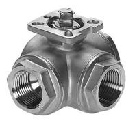Vanne à boisseau spherique en acier inoxydable à 3 voies et à port en L G1'' ISO-Top 63bar - BL3SA