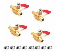 Vanne à Boisseau Sphérique en Laiton Lot de 4, 8 mm Raccord de Tuyau pour Eau Gaz Huile Interrupteur de Valve Compatible avec Scooter Moto Quad Deux Roues (8MM)