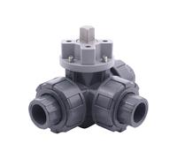 Vanne à boisseau sphérique en PVC à 3 voies à passage en L 1/2 pouce ISO-Top F03 10 bar PTFE/EPDM