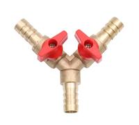 Vanne à Gaz à 3 Voies en Y, Laiton, Raccord de Tuyau, Rouge | Distribution de Gaz, Arrêt Manuel, Installation Facile, Trois Colliers, Usage Professionnel