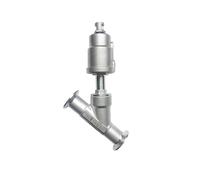 Vanne à siège incliné pneumatique à installation rapide en acier inoxydable DN15, vanne à siège normalement fermée, étanchéité PTFE(OPEN-DOUBLE ACTING)