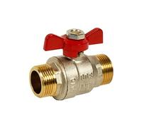 Vanne à sphère laiton papillon - Poignée rouge - MM 1/2" - Sferaco Rouge G